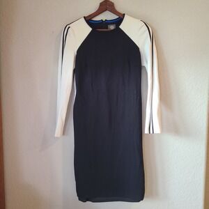 Vince Camuto Women's 4 Black & White Long Sleeve Bodycon‎ Dress Race Stripe
